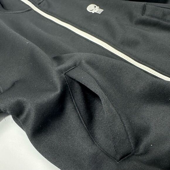 Marvel Punisher Black Bomber Jacket White Trim w/ Pockets, Size S - Picture 5 of 12